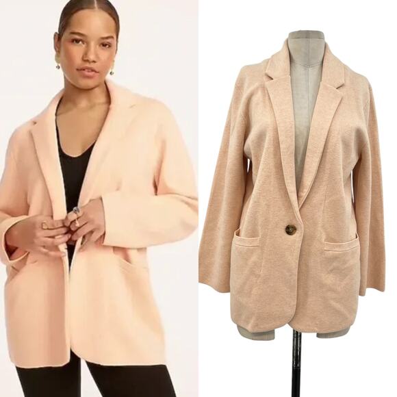 J. Crew Cecile Relaxed Sweater-Blazer Knit Merino Wool Pale Pink Size Small - Picture 1 of 10